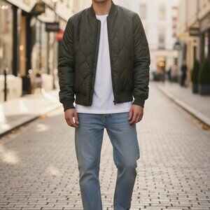 🆕 Sovereign Code LA Quilted Bomber Jacket Olive Men's M NWT